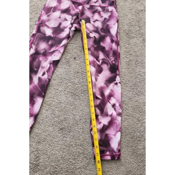 Lululemon Wunder Under Purple Abstract Flower Print High rise 7/8 legging Size 6 - Picture 4 of 9